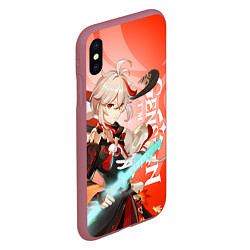 Чехол iPhone XS Max матовый Genshin Impact, Кадзуха, цвет: 3D-малиновый — фото 2