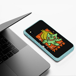 Чехол iPhone XS Max матовый Хитрый Бульбазавр, цвет: 3D-мятный — фото 2
