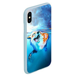 Чехол iPhone XS Max матовый ПЛЫВУЩАЯ ЛИСИЧКА, цвет: 3D-голубой — фото 2