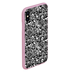 Чехол iPhone XS Max матовый Черно-белая роспись, цвет: 3D-розовый — фото 2