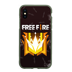 Чехол iPhone XS Max матовый Free Fire Фри фаер, цвет: 3D-темно-зеленый