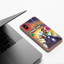 Чехол iPhone XS Max матовый MINECRAFT МАЙНКРАФТ Z, цвет: 3D-коричневый — фото 2