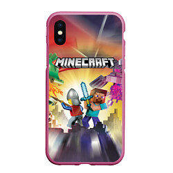 Чехол iPhone XS Max матовый MINECRAFT МАЙНКРАФТ Z, цвет: 3D-малиновый