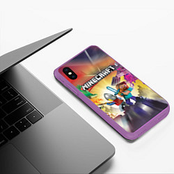 Чехол iPhone XS Max матовый MINECRAFT МАЙНКРАФТ Z, цвет: 3D-фиолетовый — фото 2