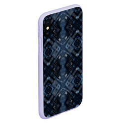 Чехол iPhone XS Max матовый Темный синий абстрактный узор, цвет: 3D-светло-сиреневый — фото 2