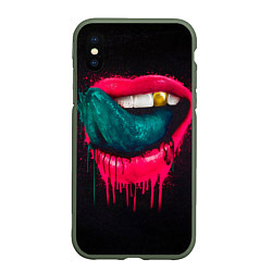 Чехол iPhone XS Max матовый Ядовитый поцелуй, цвет: 3D-темно-зеленый