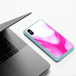 Чехол iPhone XS Max матовый Жидкий пурпур, цвет: 3D-мятный — фото 2