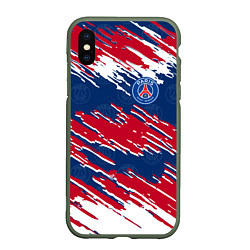 Чехол iPhone XS Max матовый ФК ПСЖ PARIS SAINT GERMAIN, цвет: 3D-темно-зеленый