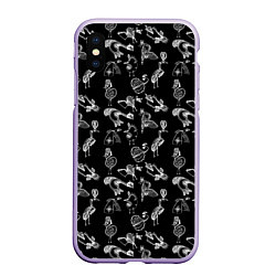 Чехол iPhone XS Max матовый Экзотические птицы Скетч, цвет: 3D-светло-сиреневый