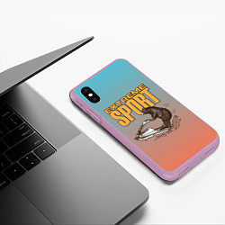 Чехол iPhone XS Max матовый Медведь экстремальный спорт, цвет: 3D-сиреневый — фото 2