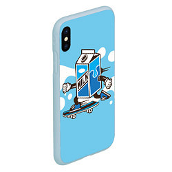 Чехол iPhone XS Max матовый Пачка молока на скейте, цвет: 3D-голубой — фото 2