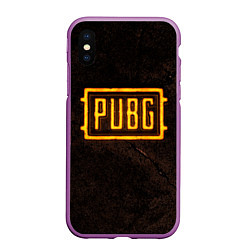 Чехол iPhone XS Max матовый PUBG ПАБГ NEON, цвет: 3D-фиолетовый