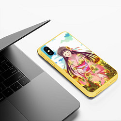 Чехол iPhone XS Max матовый Корзина фруктов подсолнухи, цвет: 3D-желтый — фото 2