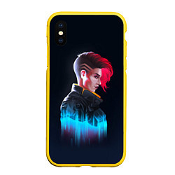 Чехол iPhone XS Max матовый Cyberpunk Girl, цвет: 3D-желтый