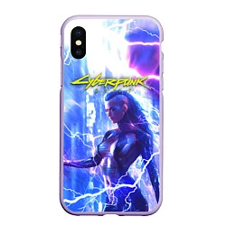 Чехол iPhone XS Max матовый CYBERPUNK 2077 КИБЕРПАНК Z, цвет: 3D-светло-сиреневый