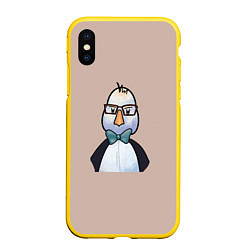 Чехол iPhone XS Max матовый Умная птица, цвет: 3D-желтый
