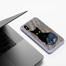Чехол iPhone XS Max матовый Cat psycho 100 Моб Психо 100 Z, цвет: 3D-светло-сиреневый — фото 2
