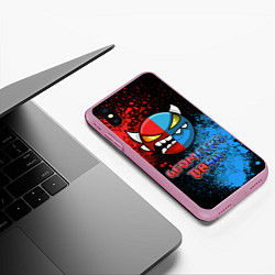 Чехол iPhone XS Max матовый Geometry Dash Red Blue, цвет: 3D-розовый — фото 2