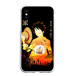 Чехол iPhone XS Max матовый Силуэт Луффи One piece, цвет: 3D-белый