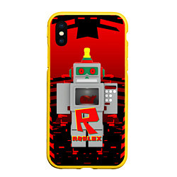 Чехол iPhone XS Max матовый ROBO ROBLOX РОБЛОКС Z, цвет: 3D-желтый