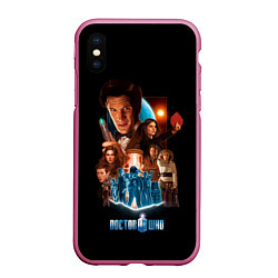 Чехол iPhone XS Max матовый Doctor who team, цвет: 3D-малиновый