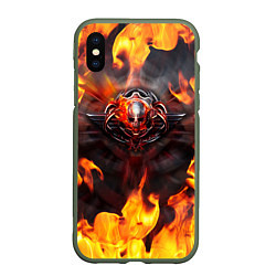 Чехол iPhone XS Max матовый FIRE GEARS OF WAR ПОСТЕР В ОГНЕ Z, цвет: 3D-темно-зеленый