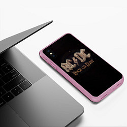 Чехол iPhone XS Max матовый ACDC Rock or Bust, цвет: 3D-розовый — фото 2