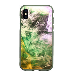 Чехол iPhone XS Max матовый ДЫМ SMOKE, цвет: 3D-темно-зеленый