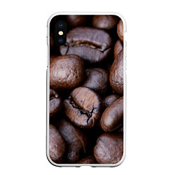Чехол iPhone XS Max матовый Кофейные зёрна, цвет: 3D-белый