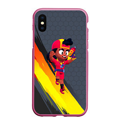 Чехол iPhone XS Max матовый Dark Brawl Stars Мэг, цвет: 3D-малиновый