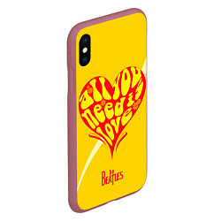 Чехол iPhone XS Max матовый All u need is love Beatles, цвет: 3D-малиновый — фото 2