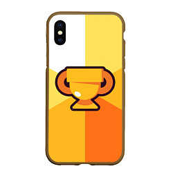 Чехол iPhone XS Max матовый БРАВЛ СТАРС КУБОК BRAWL STARS CUP, цвет: 3D-коричневый