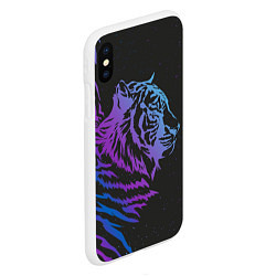 Чехол iPhone XS Max матовый Tiger Neon, цвет: 3D-белый — фото 2