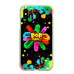 Чехол iPhone XS Max матовый Pop Tubes, поп трубка pop it, цвет: 3D-салатовый