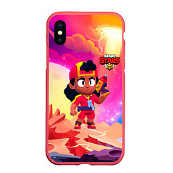 Чехол iPhone XS Max матовый Brawl Stars Meg Красный Марс, цвет: 3D-красный