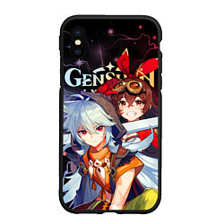 Чехол iPhone XS Max матовый Рэйзор и Эмбер, Genshin Impact, цвет: 3D-черный