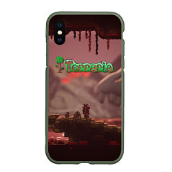 Чехол iPhone XS Max матовый Terraria Тэррария, цвет: 3D-темно-зеленый