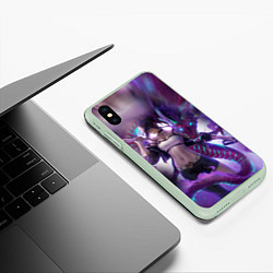 Чехол iPhone XS Max матовый LEAGUE OF LEGENDS AKALI ЛИГА ЛЕГЕНД АКАЛИ, цвет: 3D-салатовый — фото 2