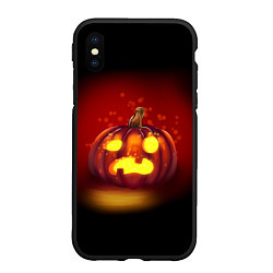 Чехол iPhone XS Max матовый Тыква фонарь, цвет: 3D-черный