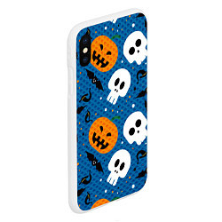 Чехол iPhone XS Max матовый ЧЕРЕПА И ТЫКВЫ HALLOWEEN, цвет: 3D-белый — фото 2