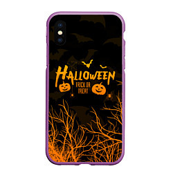 Чехол iPhone XS Max матовый HALLOWEEN FOREST BATS ЛЕТУЧИЕ МЫШИ В ЛЕСУ ХЕЛЛОУИН, цвет: 3D-фиолетовый