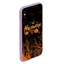 Чехол iPhone XS Max матовый HALLOWEEN FOREST BATS ЛЕТУЧИЕ МЫШИ В ЛЕСУ ХЕЛЛОУИН, цвет: 3D-сиреневый — фото 2