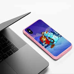 Чехол iPhone XS Max матовый Тигр и снеговик Новогодние, цвет: 3D-баблгам — фото 2