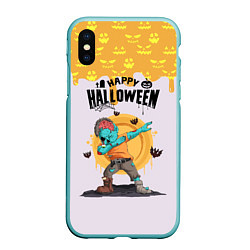 Чехол iPhone XS Max матовый Dab zombie halloween, цвет: 3D-мятный