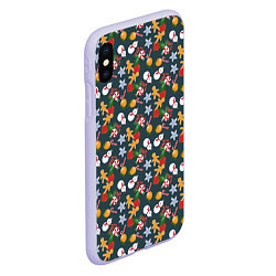 Чехол iPhone XS Max матовый Игрушки Ёлочные, цвет: 3D-светло-сиреневый — фото 2
