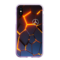 Чехол iPhone XS Max матовый MERCEDES-BENZ AMG 3D ГЕОМЕТРИЯ, цвет: 3D-сиреневый