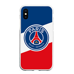 Чехол iPhone XS Max матовый Paris Saint-Germain FC, цвет: 3D-белый