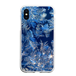 Чехол iPhone XS Max матовый Снежинки макро snowflakes macro, цвет: 3D-белый