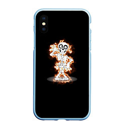 Чехол iPhone XS Max матовый Огненный скелетик, цвет: 3D-голубой