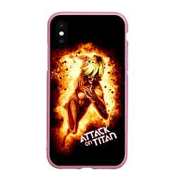 Чехол iPhone XS Max матовый Женская Особь Атака титанов, цвет: 3D-розовый